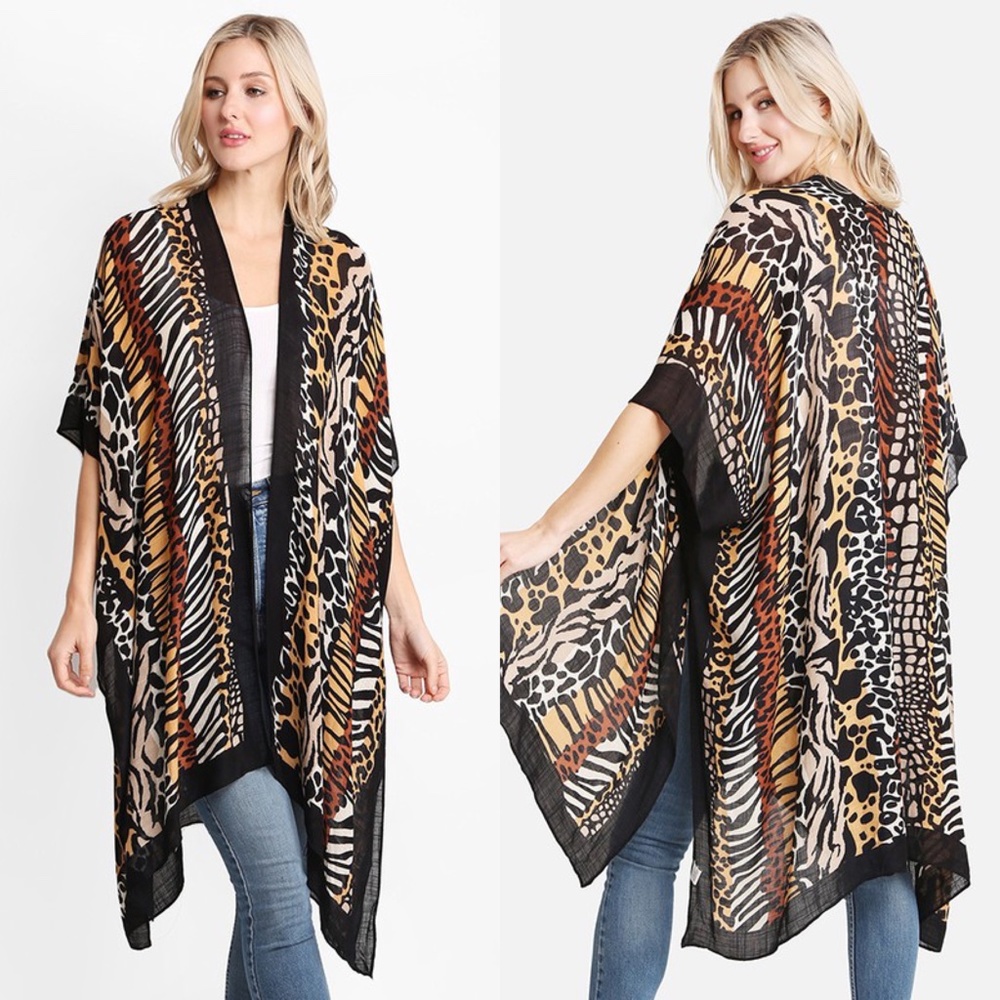 Mixed Animal Print Pattern Cover Up - Picture 2 of 2